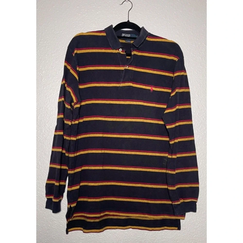 Polo Ralph Lauren Polo Shirt Mens Large Multicolored Striped Academia Preppy